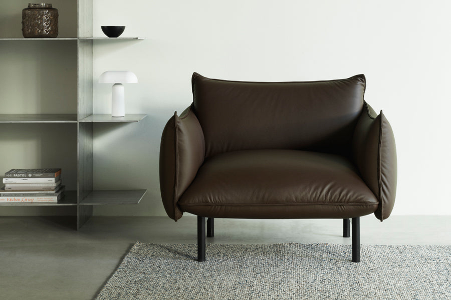 Ark Armchair by Normann Copenhagen, showing ark armchair in live shot.