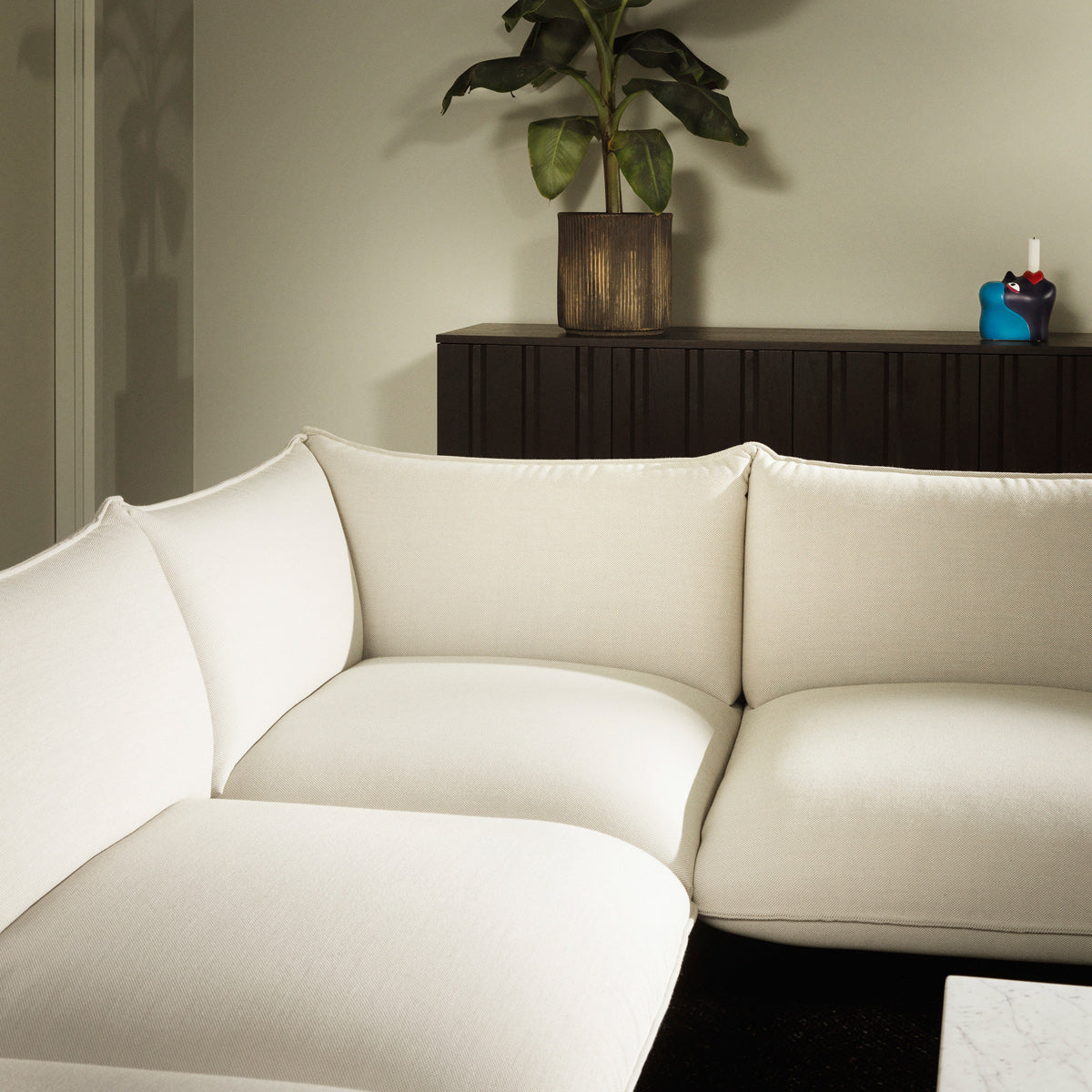 Ark Modular Sectional by Normann Copenhagen, showing closeup view of ark modular sectional in live shot.