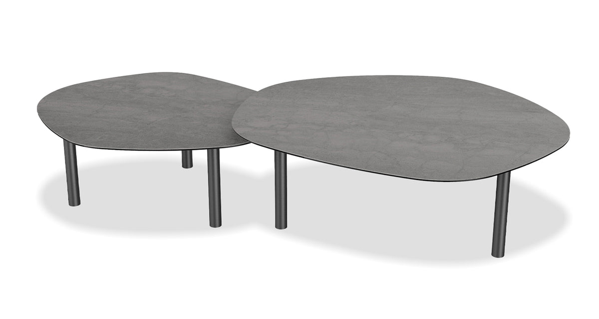 Arzo Concrete Coffee Table by Mobital, showing front view of arzo concrete coffee table.