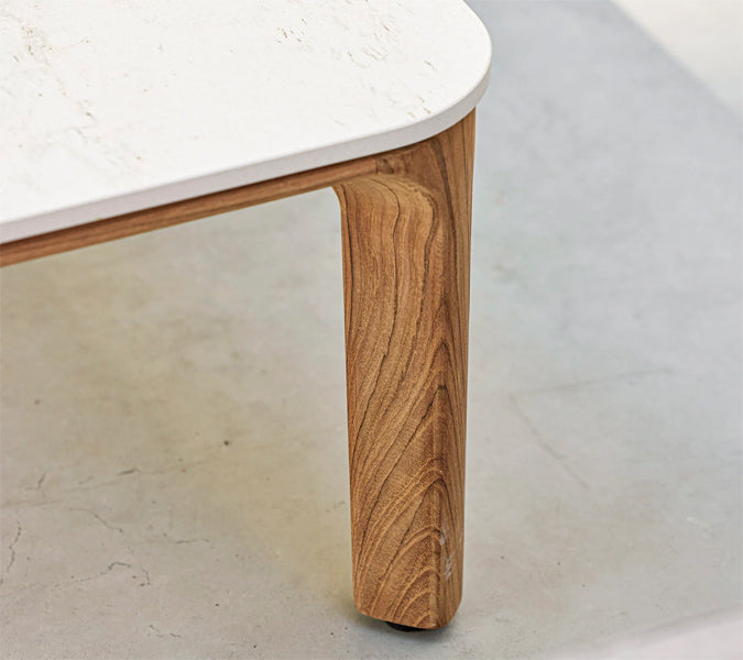 Aspect Coffee Table by Cane-Line, showing closeup view of aspect coffee table in live shot.