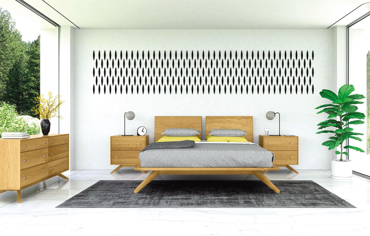 Astrid Bedroom Collection by Copeland Furniture - Bed with 2 Adjustable Headboard Panels + 2 Nightstands 1 Drawer + Dresser.