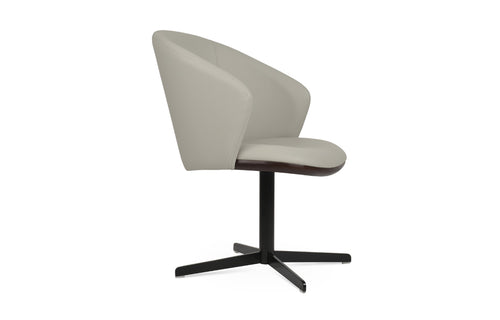 Athena 4 Star Swivel Arm Chair by SohoConcept - Black Finish, Walnut, Light Grey Leatherette.