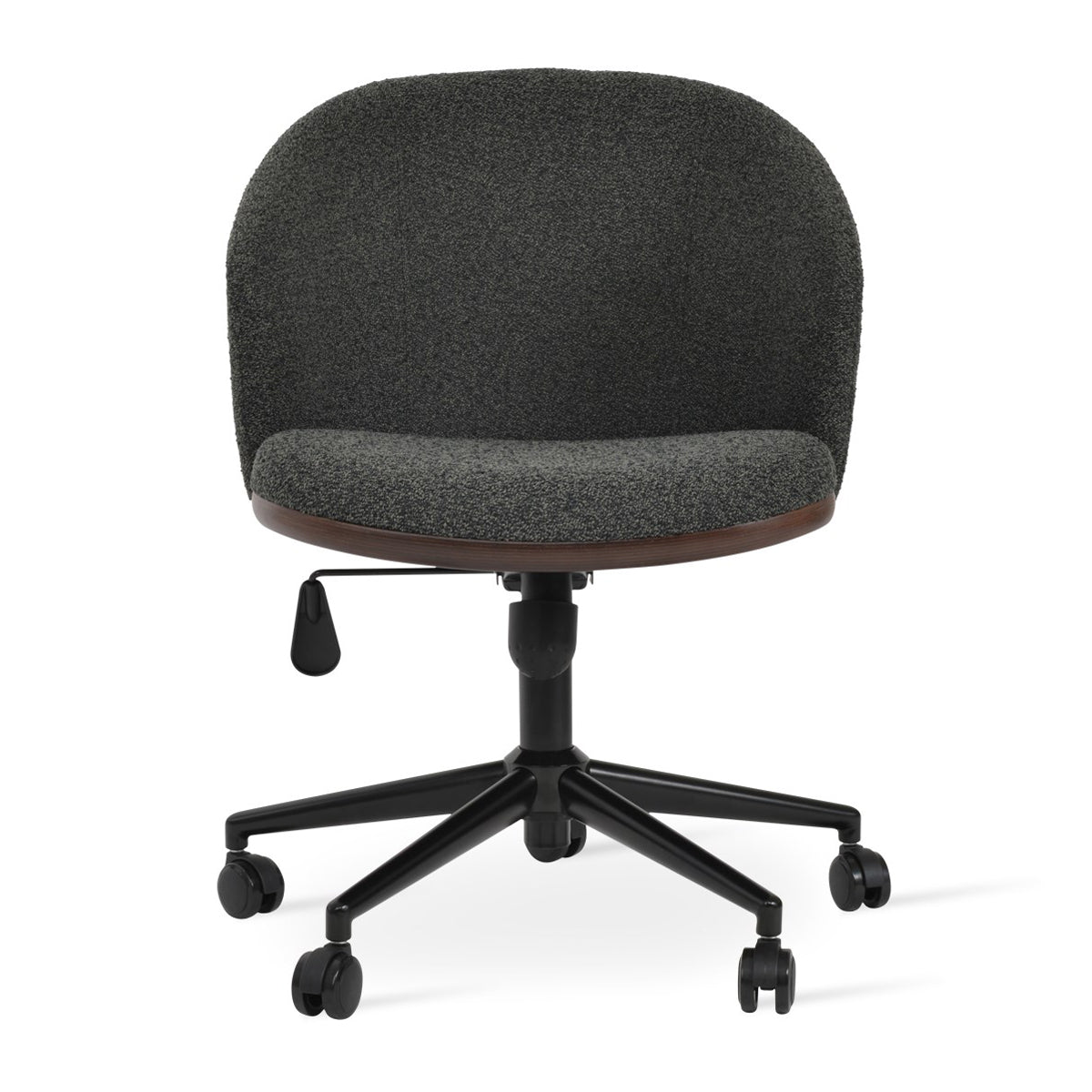 Athena Office Chair by SohoConcept, showing front view of athena office chairs in black finish/black boucle fabric.
