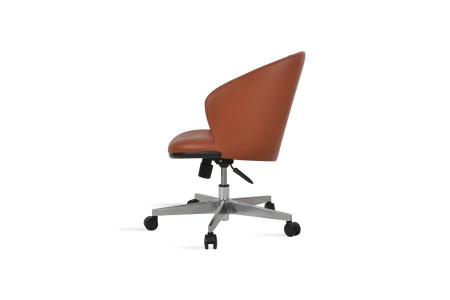 Athena Office Chair by SohoConcept, showing side view of athena office chair in aluminum/cinnamon ppm-fr.