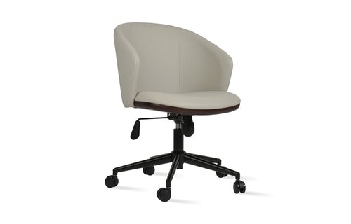 Athena Office Chair by SohoConcept - Black Finish, Light Grey Leatherette.