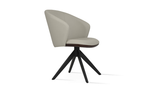 Athena Sword Swivel Arm Chair by SohoConcept - Black Finish, Walnut, Light Grey Leatherette.