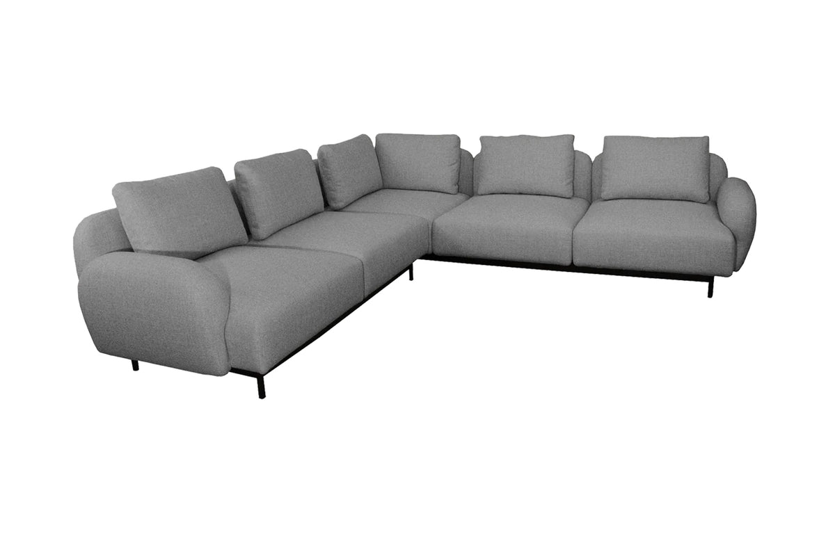 Aura Sectional by Cane-Line - Corner Sofa, Light Grey Zen Fabric.