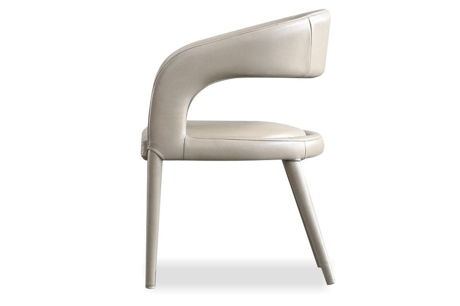 Avalon Dining Armchair by Mobital, showing side view of avalon dining armchair. 