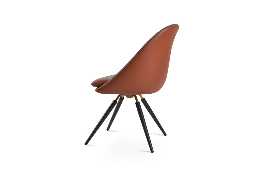 Avanos Carrot Swivel Dining Chair by SohoConcept, showing back view of avanos carrot swivel dining chair in black powder & brass/cinnamon ppm-fr.