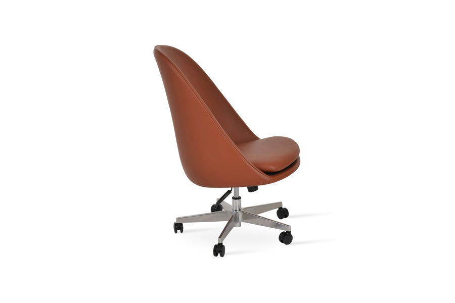 Avanos Office Chair by SohoConcept, showing side view of avanos office chair in large/aluminum/cinnamon ppm-fr.
