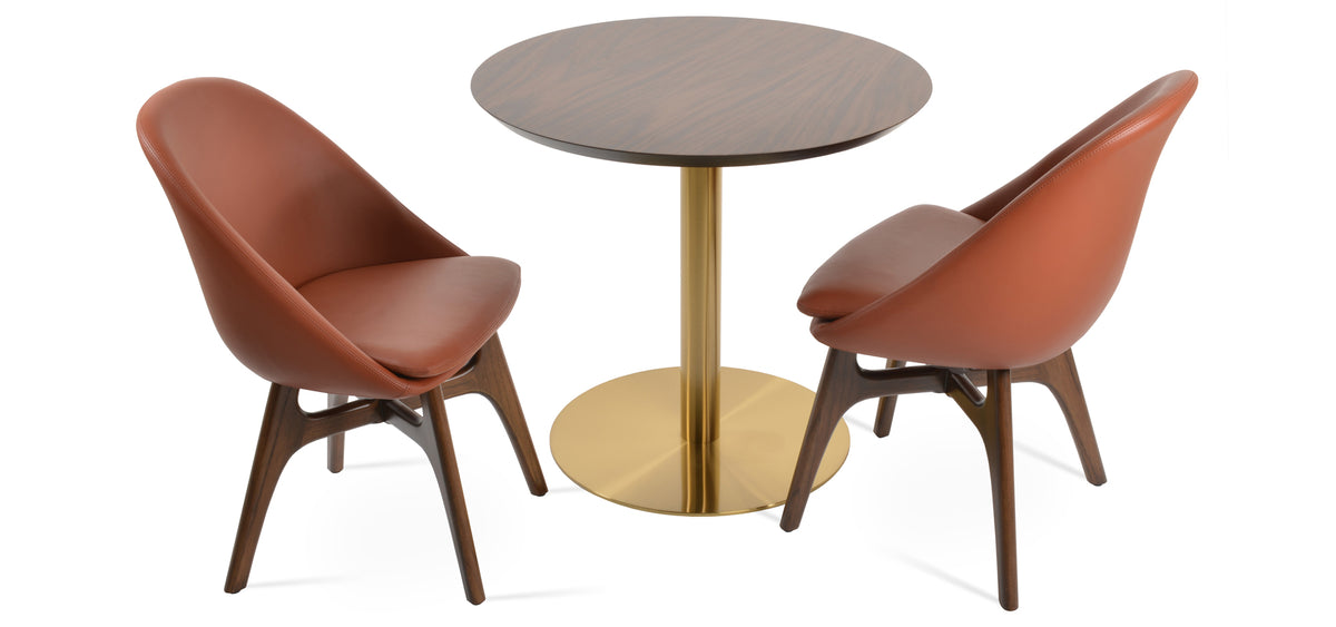 Avanos Wood Dining Chair by SohoConcept, showing avanos wood dining chairs in cinnamon ppm-fr with table.