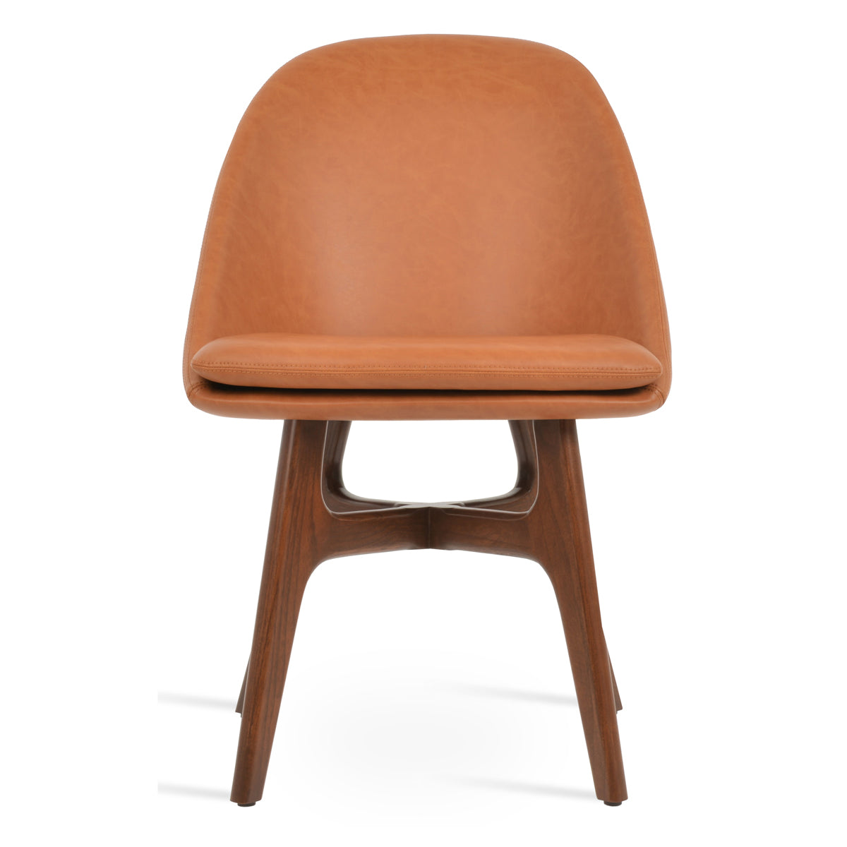 Avanos Wood Dining Chair by SohoConcept, showing front view of avanos wood dining chair in caramel ppm-fr.