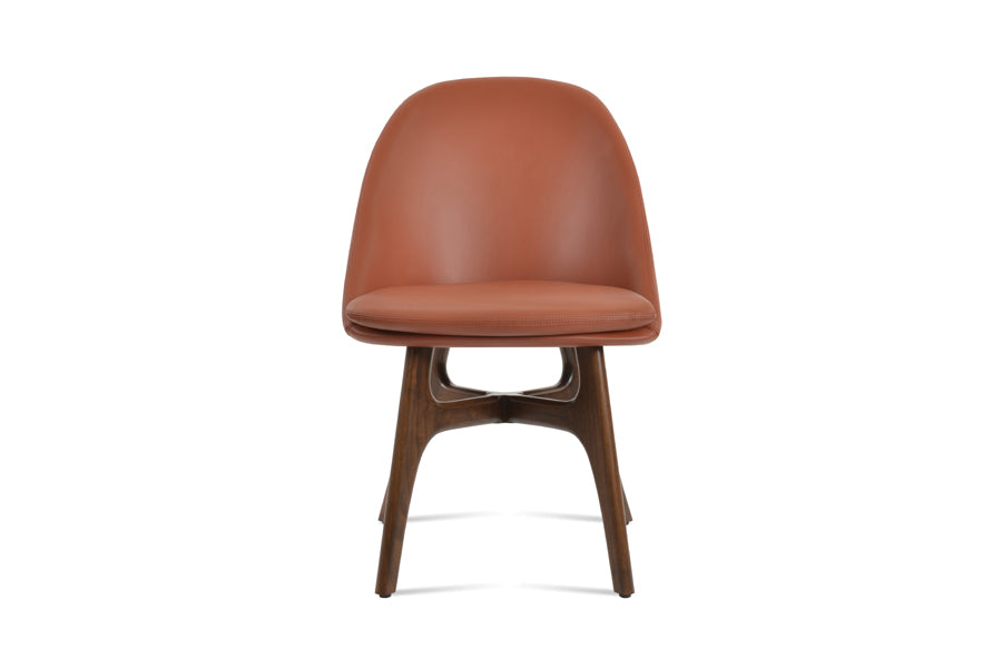 Avanos Wood Dining Chair by SohoConcept, showing front view of avanos wood dining chair in cinnamon ppm-fr.