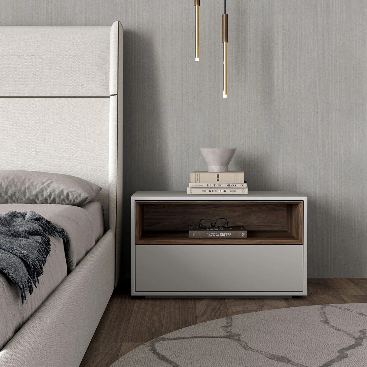 Avel Bed (Clearance) by Modloft, showing closeup view of avel bed (clearance) in live shot.