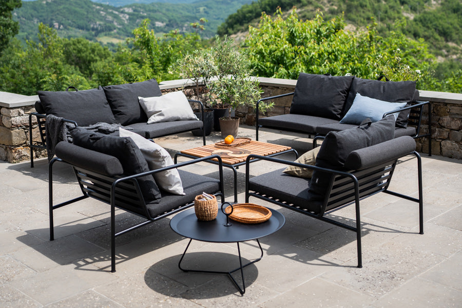 Avon Outdoor Sofa by Houe, showing avon outdoor sofas in live shot.