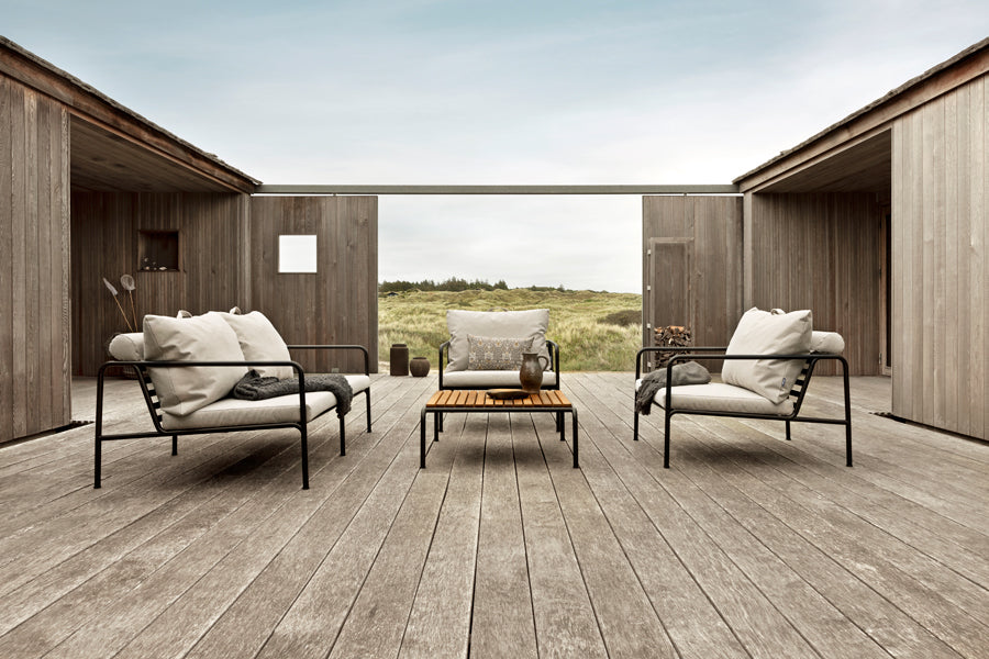 Avon Outdoor Sofa by Houe, showing avon outdoor sofas in live shot.
