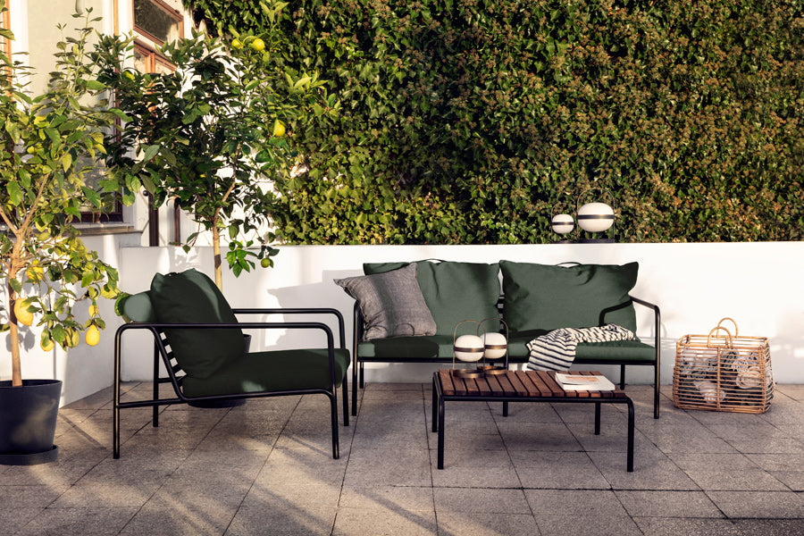 Avon Outdoor Sofa by Houe, showing avon outdoor sofa in live shot.
