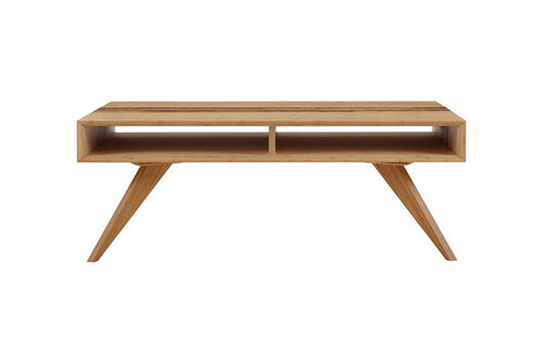 Azara Coffee Table by Greenington, showing front view of azara coffee table in caramelized exotic tiger.