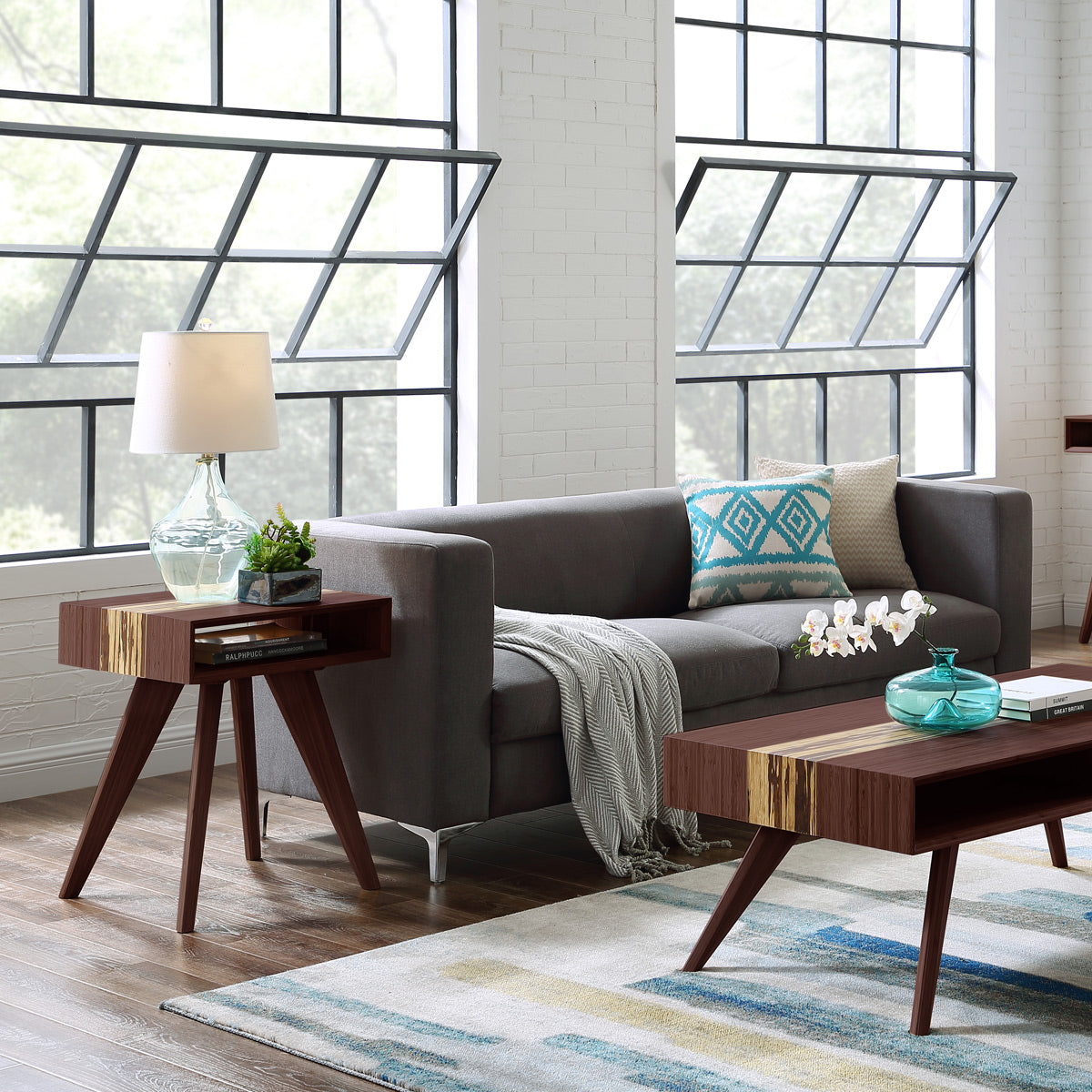 Azara End Table by Greenington, showing azara end table in live shot.