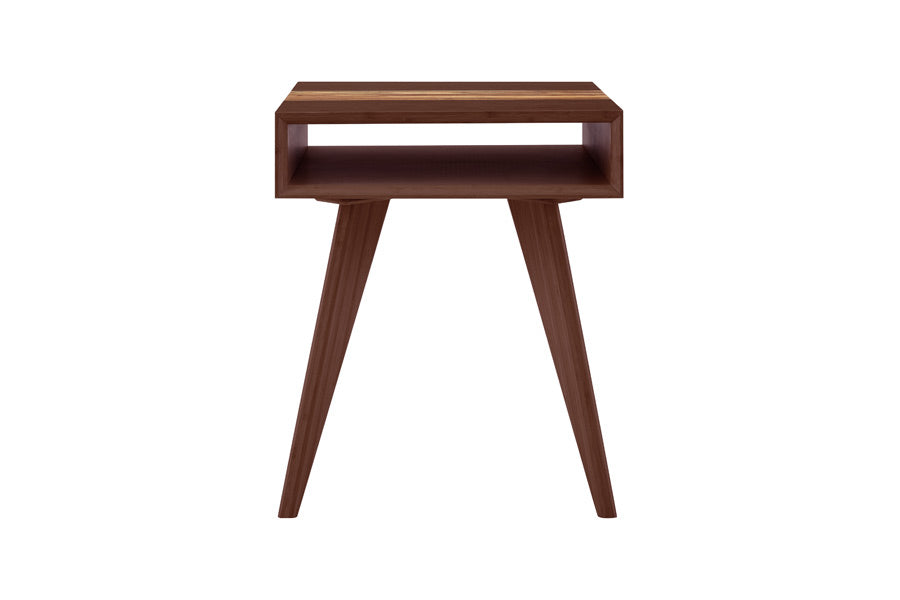 Azara End Table by Greenington, showing front view of azara end table in sable exotic tiger.