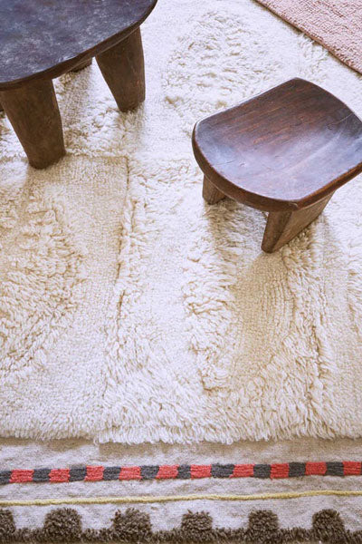 Bahari Wool Rug by Lorena Canals, showing bahari wool rug in live shot.