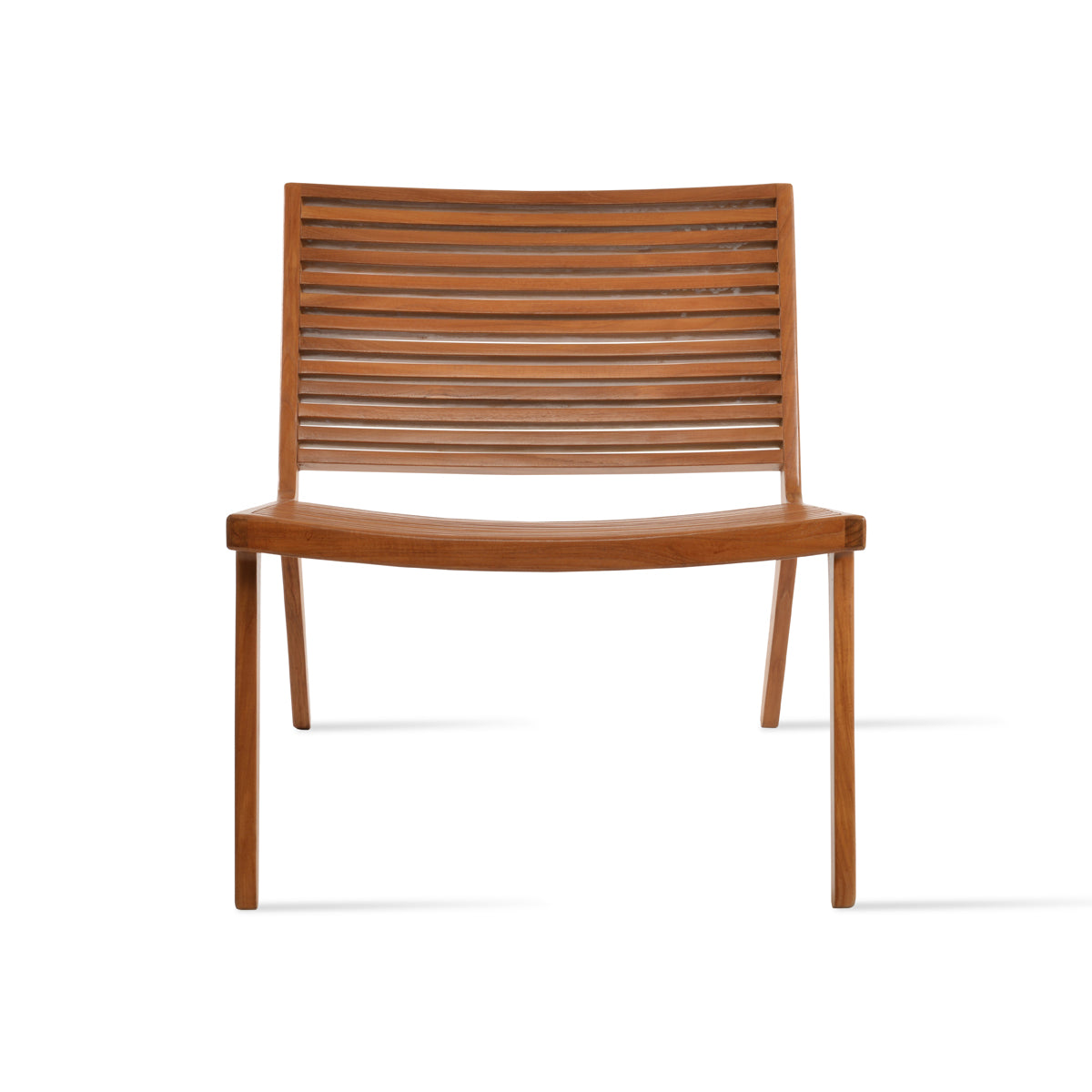 Bali Lounge Chair by SohoConcept, showing front view of bali lounge chair in teak wood.