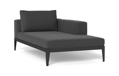 Balmoral Chaise Sectional by Harbour - Right, Asteroid Aluminum, Grafito Panama.