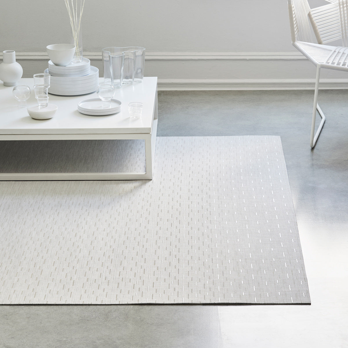 Bamboo Large Rug by Chilewich, showing closeup view of bamboo large rug in live shot.