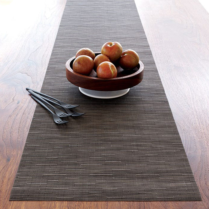 Bamboo Tabletop by Chilewich, showing closeup view of bamboo tabletop in live shot.