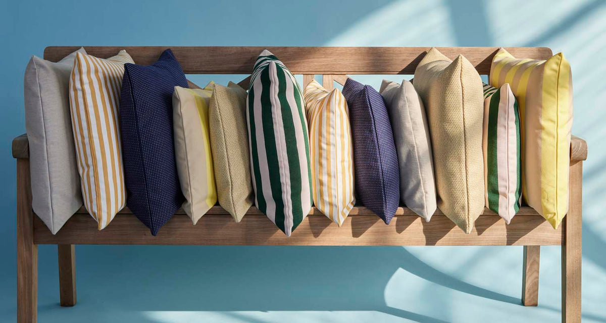 Barriere Pillow by Skagerak, showing barriere pillow in live shot.