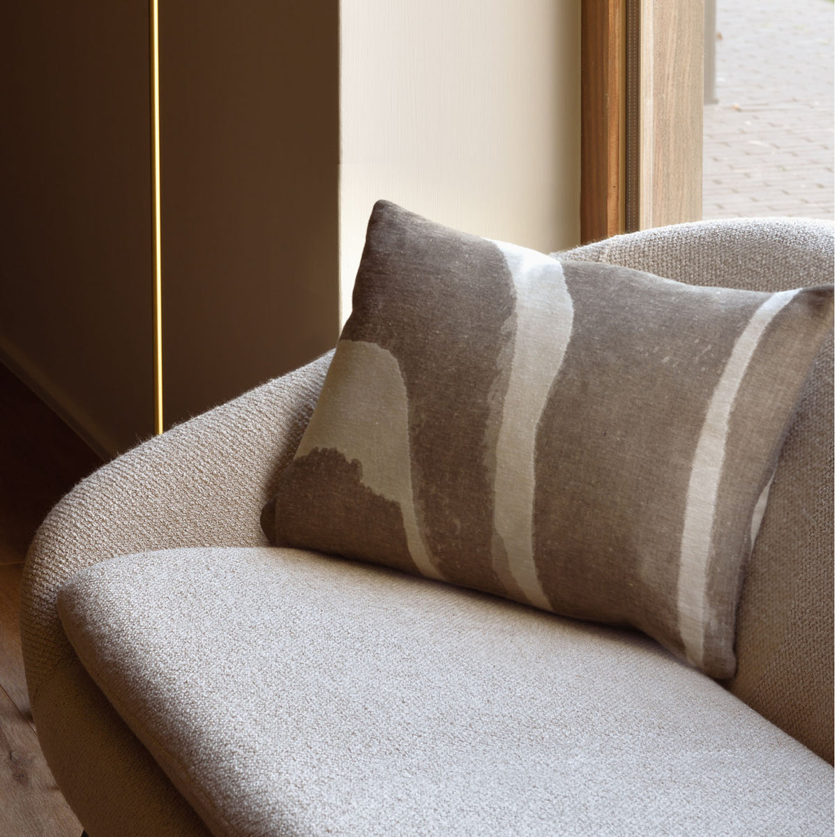 Barrow Sofa by Ethnicraft, showing closeup view of barrow sofa in live shot.