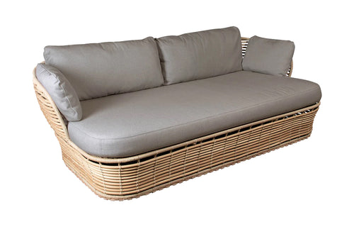 Basket 2-Seater Sofa by Cane-Line - Natural Weave/Taupe Cushions.