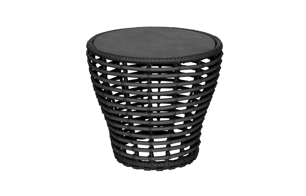 Basket Coffee Table by Cane-Line - Small, Graphite Weave, Black Fossil Ceramic *.