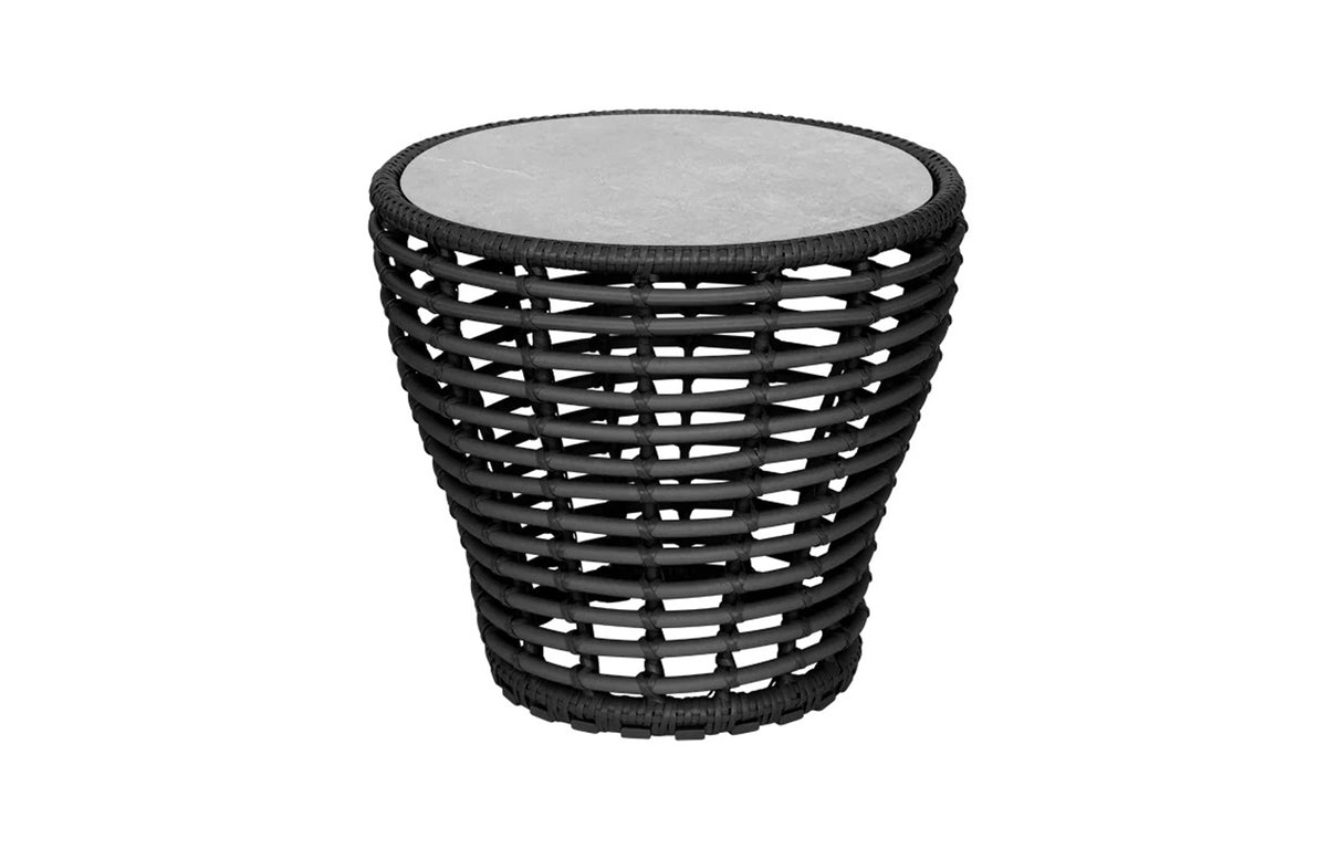 Basket Coffee Table by Cane-Line - Small, Graphite Weave, Grey Fossil Ceramic *.