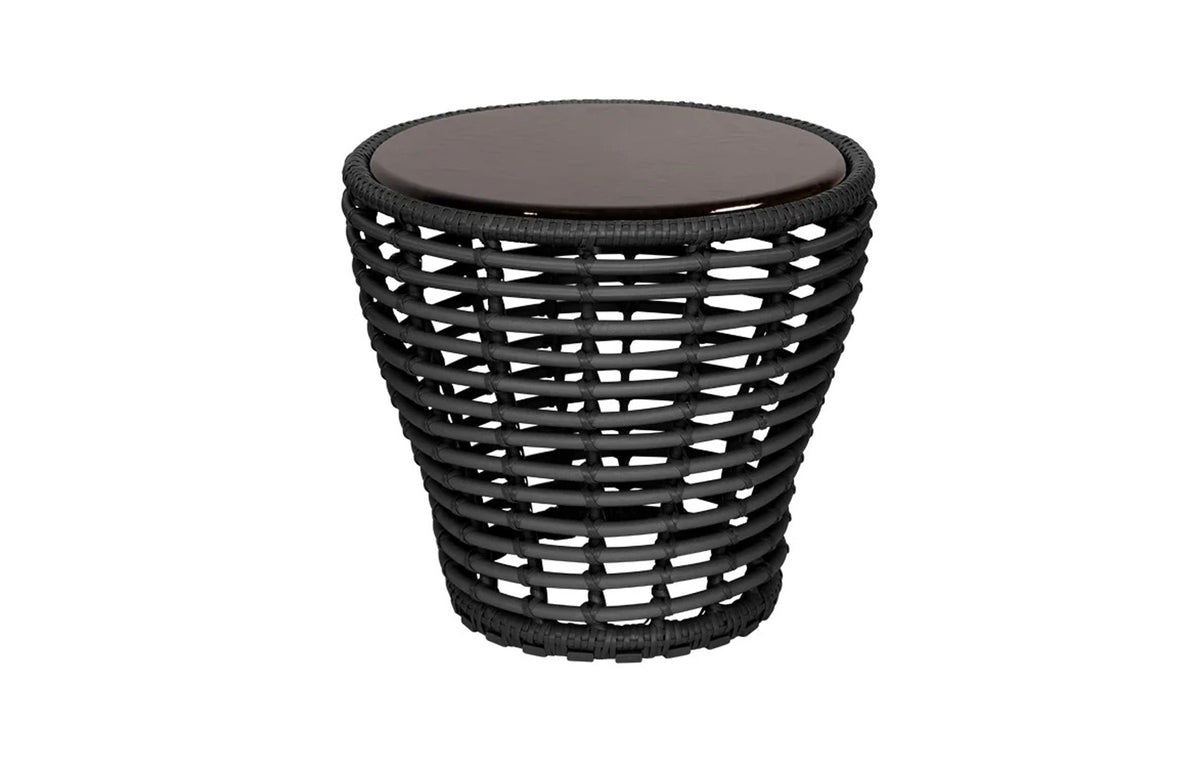 Basket Coffee Table by Cane-Line - Small, Graphite Weave, Black Lava Stone Glazed.