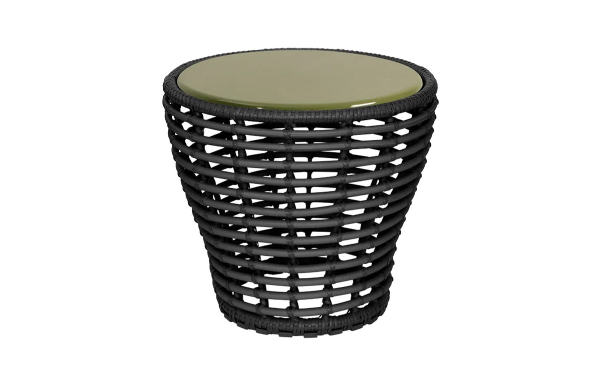Basket Coffee Table by Cane-Line - Small, Graphite Weave, Green Lava Stone Glazed.
