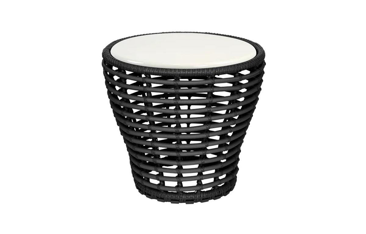 Basket Coffee Table by Cane-Line - Small, Graphite Weave, Sand Lava Stone Glazed.