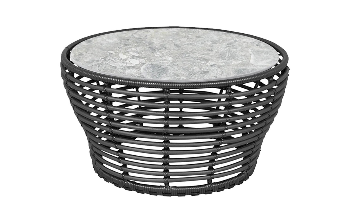 Basket Coffee Table by Cane-Line - Medium, Graphite Weave, Multi Colour Ceramic *.