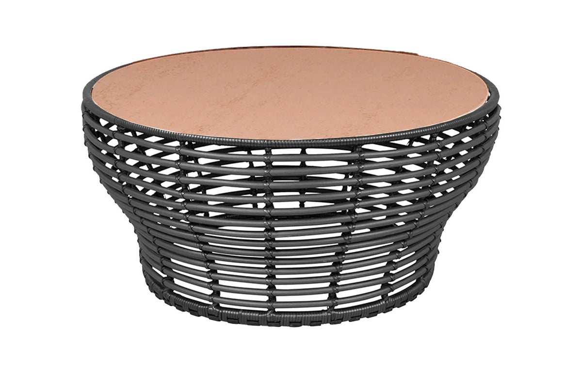 Basket Coffee Table by Cane-Line - Large, Graphite Weave, Terracotta Ceramic *.