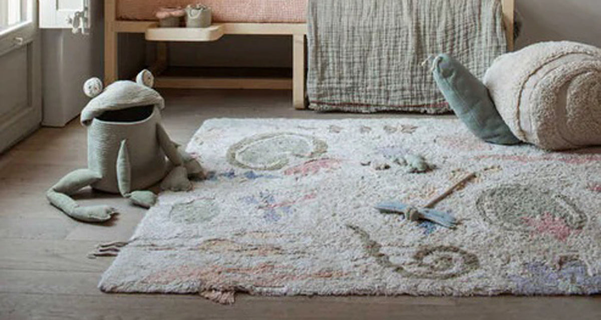 Basket Fred the Frog by Lorena Canals, showing basket fred the frog in live shot.