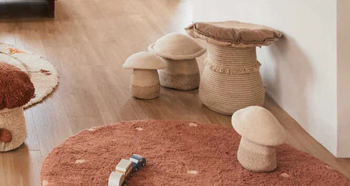 Giant Mushroom Basket by Lorena Canals, showing giant mushroom basket in live shot.