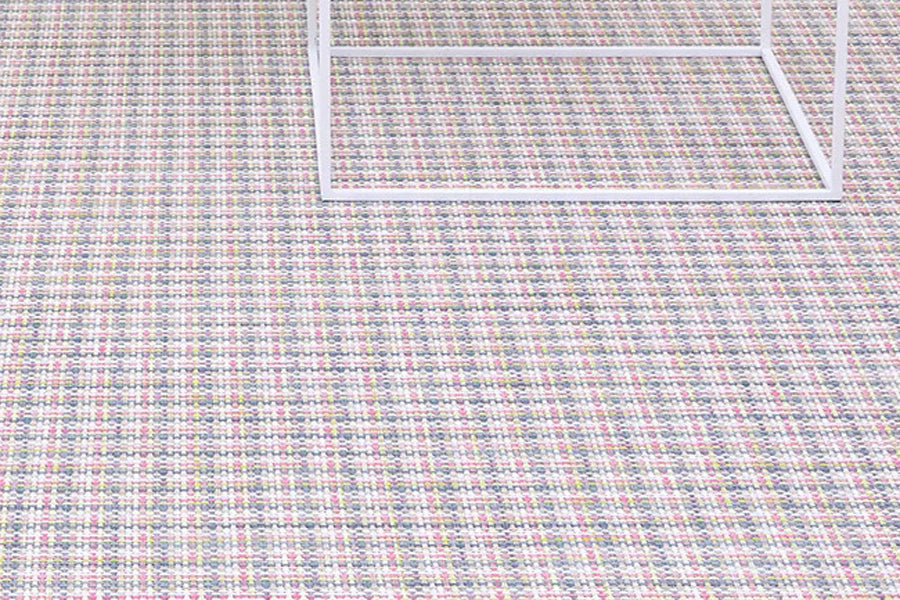 Basketweave Round Large Rug by  Chilewich, showing closeup view of basketweave round large rug in live shot.