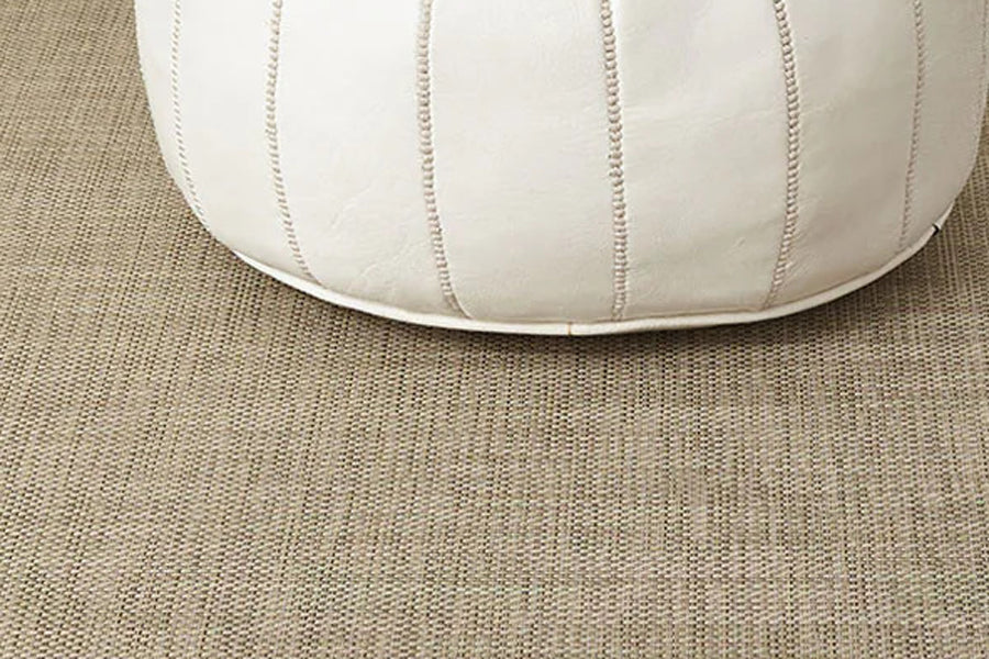 Basketweave Round Large Rug by  Chilewich, showing closeup view of basketweave round large rug in live shot.
