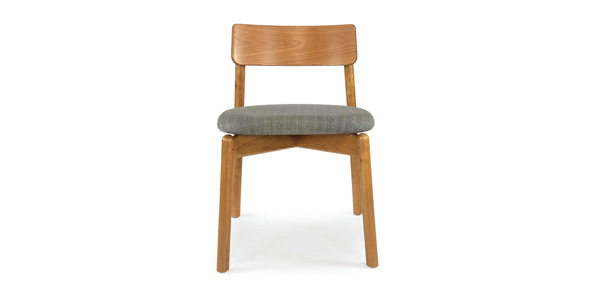 Baton Dining Upholstered Seat Chair - Cherry by Copeland Furniture, showing front view of baton dining upholstered seat chair in natural cherry/hemp fabric.