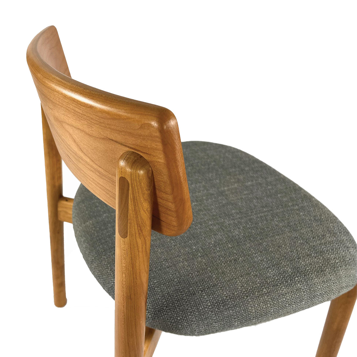 Baton Dining Upholstered Seat Chair - Cherry by Copeland Furniture, showing closeup view of baton dining upholstered seat chair in natural cherry/hemp fabric.