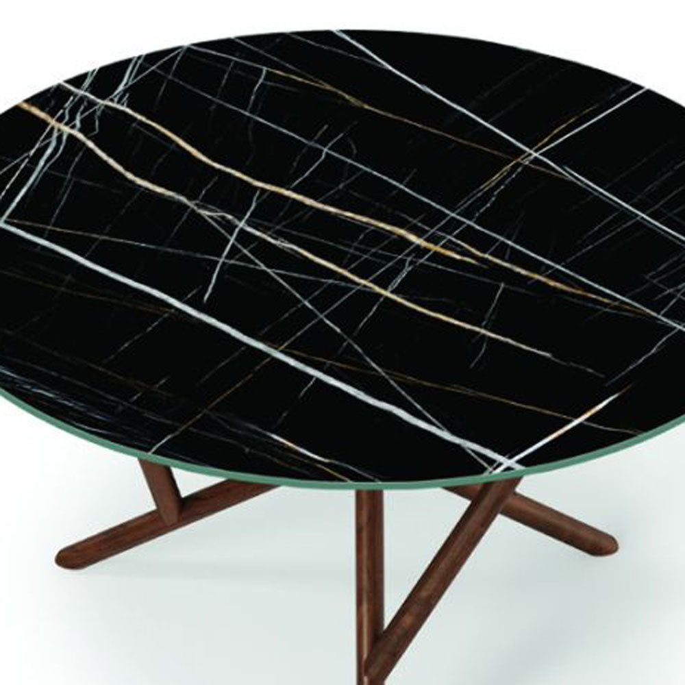 Baton Sintered Stone Top Round Table by Copeland Furniture, showing top view of baton sintered stone top round table.