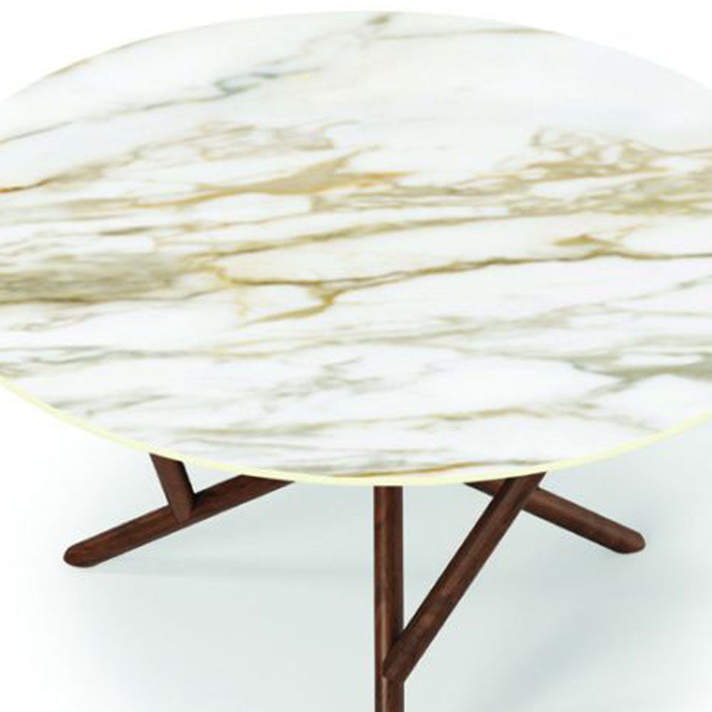 Baton Sintered Stone Top Round Table by Copeland Furniture, showing top view of baton sintered stone top round table.