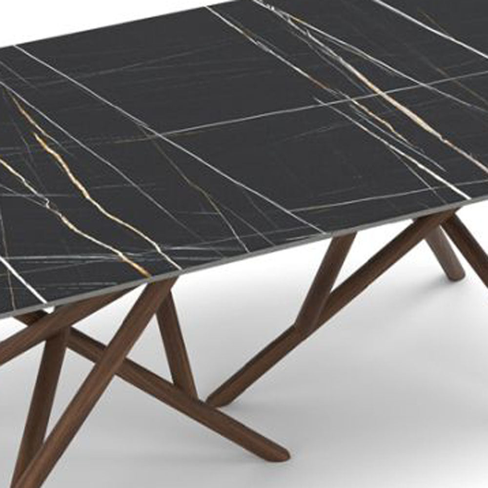 Baton Sintered Stone Top Rectangular Table by Copeland Furniture, showing closeup view of baton sintered stone top rectangular table.
