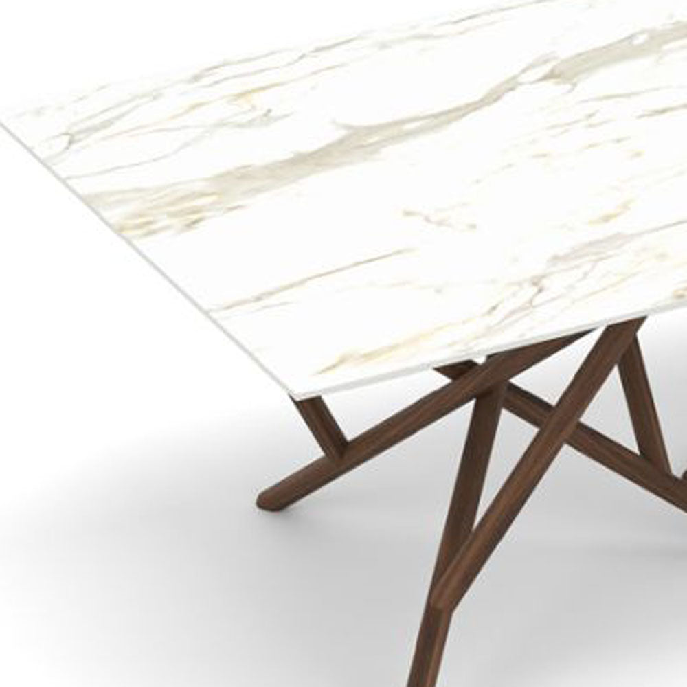 Baton Sintered Stone Top Rectangular Table by Copeland Furniture, showing closeup view of baton sintered stone top rectangular table.