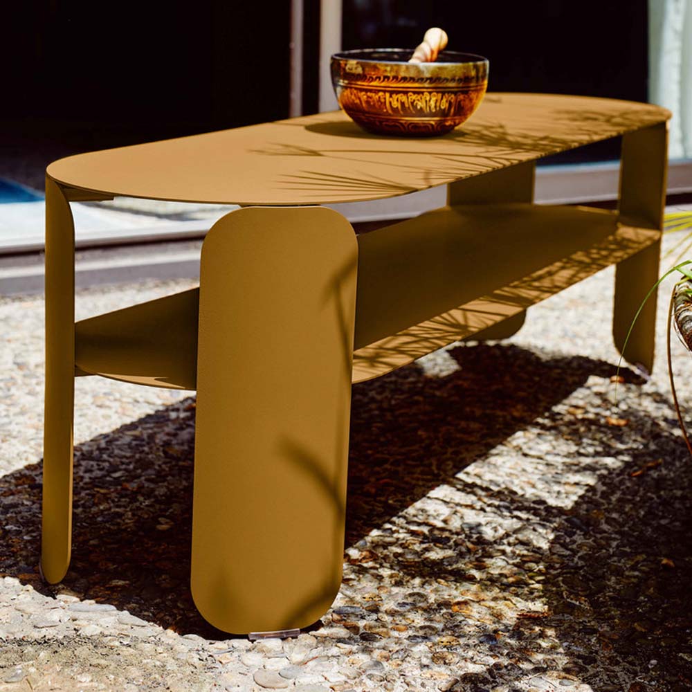BeBop Low Console Table by Fermob, showing bebop low console table in live shot.